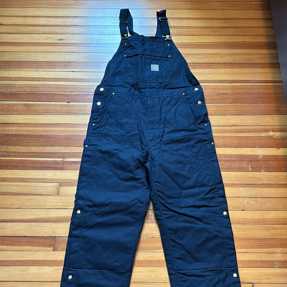 Mens Carhartt Size Large-Tall Firm Duck Insulated Bib Overall-2 Warmer Rating